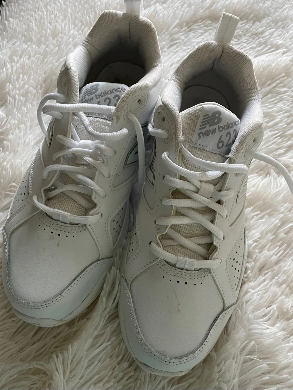 New Balance White Leather ABZORB 623 Lace-Up Sneakers